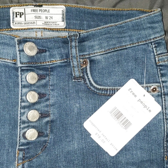 Free people Reagan skinny button front jeans Lt - Picture 6 of 8